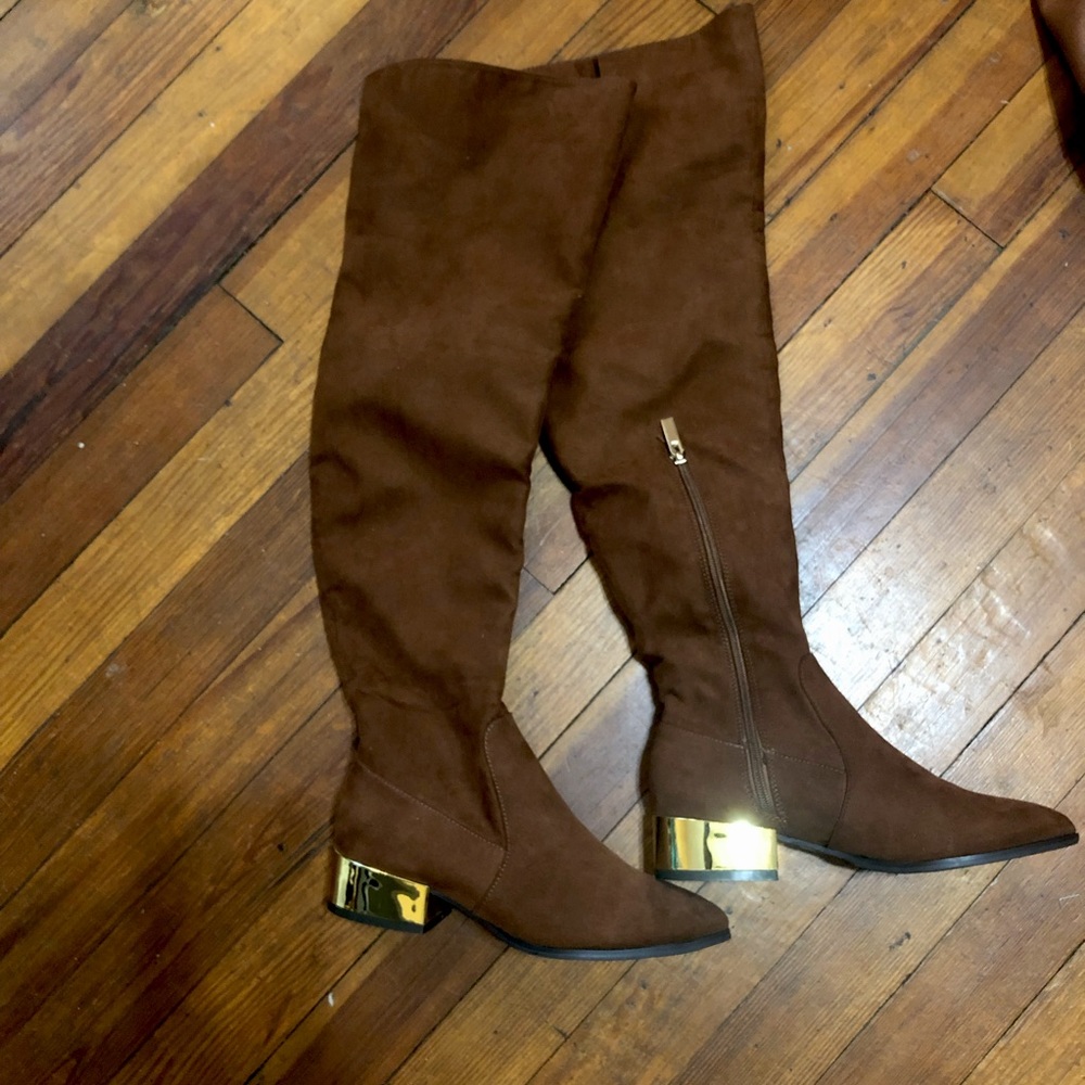 Brown Suede Over the Knee Boots
